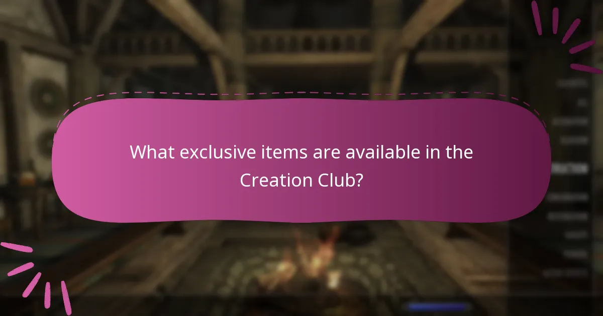 What exclusive items are available in the Creation Club?